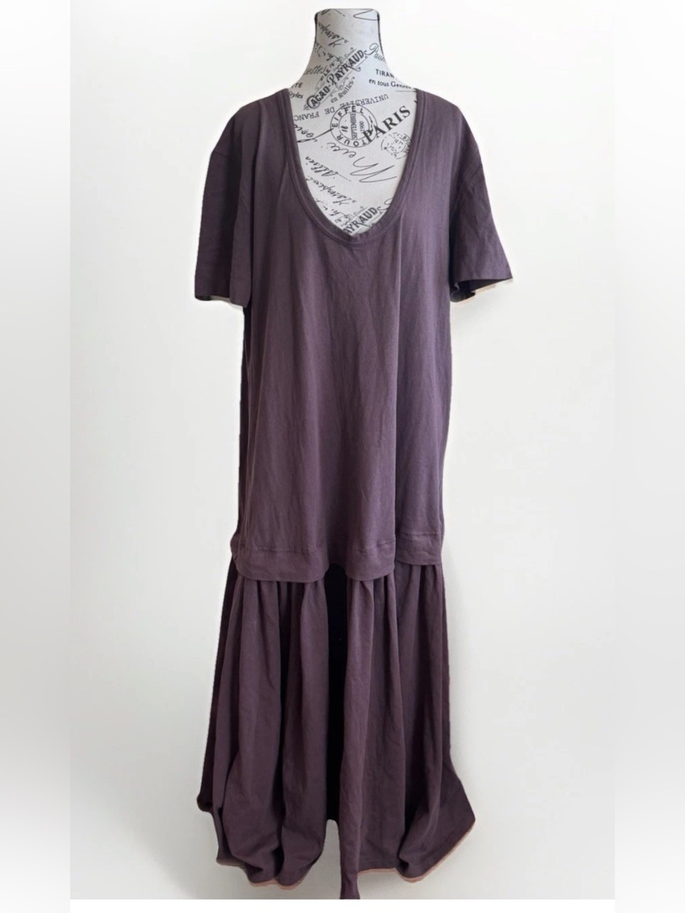 Free People Beach Herron Drop Waist T Shirt Midi Dress Chocolate Brown Small NWT - Picture 3 of 11